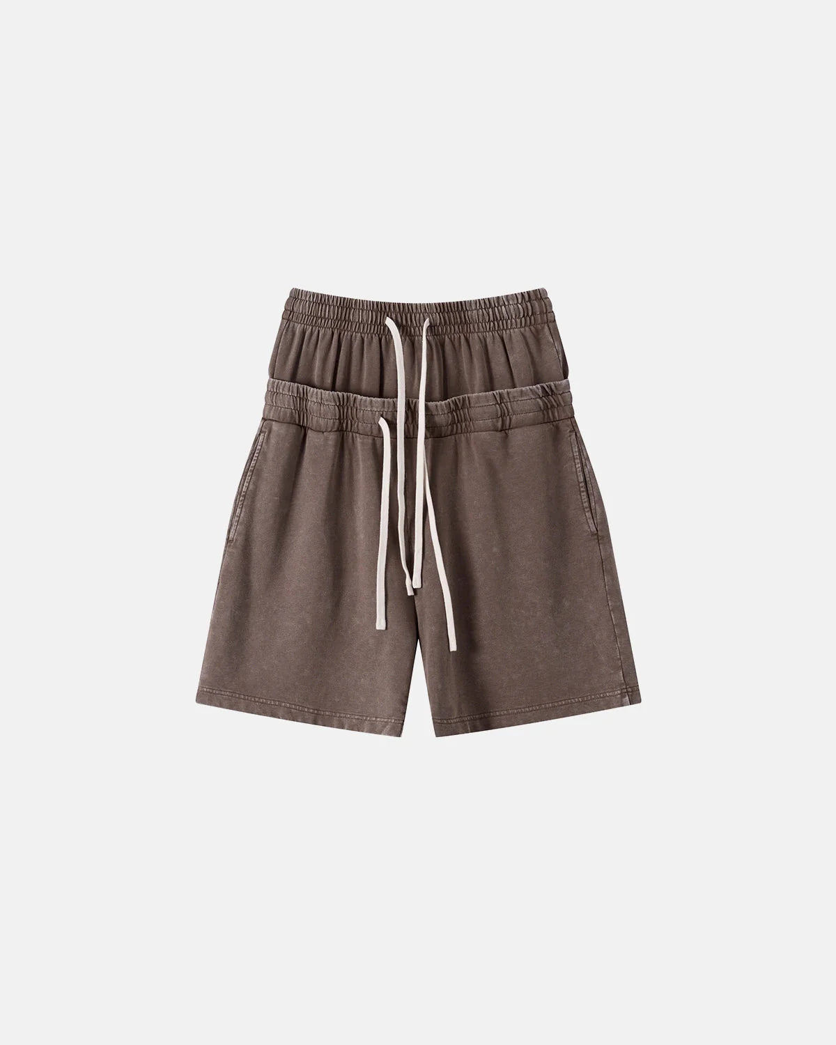 Double Waist Acid Wash Sweat Shorts | LCDEGO Streetwear