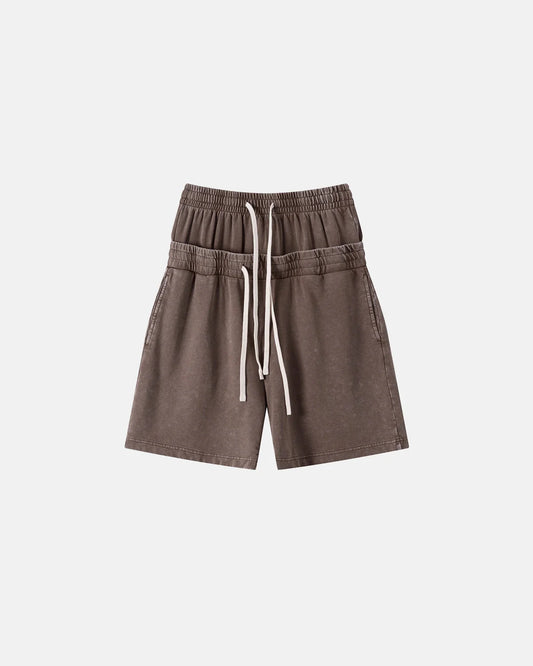 Double Waist Acid Wash Sweat Shorts | LCDEGO Streetwear
