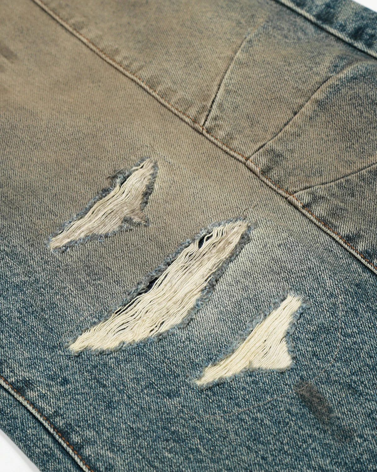 Dirty Ripped Barrel Jeans | LCDEGO Streetwear