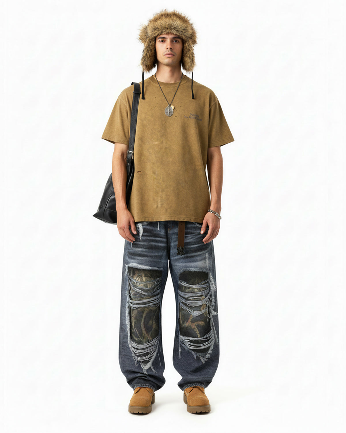 Distressed Tie-Dye Reflective Print T-Shirt | LCDEGO Streetwear