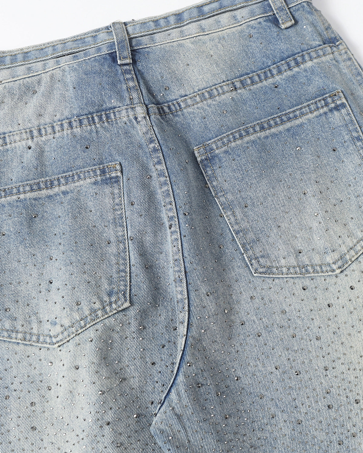 Rhinestone Baggy Barrel Jeans | LCDEGO Streetwear