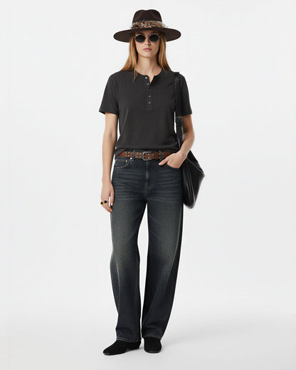 Blank Henley Neck Casual T-Shirt | LCDEGO Streetwear