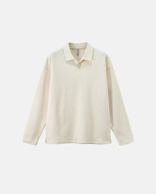 Waffle Long Sleeve Polo Shirts | LCDEGO Streetwear