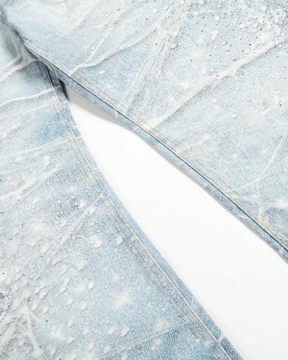 Rhinestone Lightning Baggy Barrel Jeans | LCDEGO Streetwear