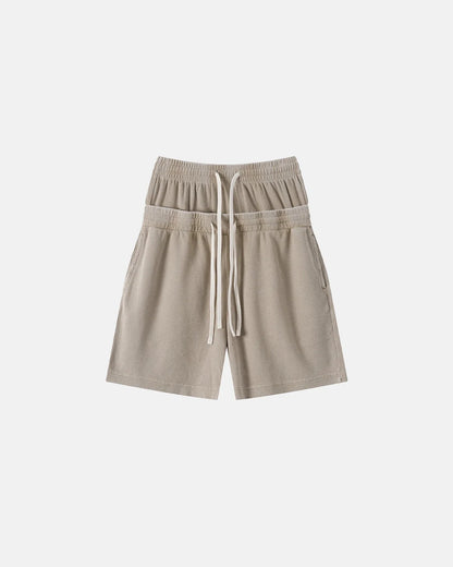 Double Waist Acid Wash Waffle Shorts | LCDEGO Streetwear