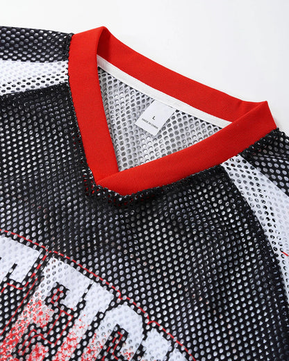 Flame Graphic Mesh Jersey | LCDEGO Streetwear