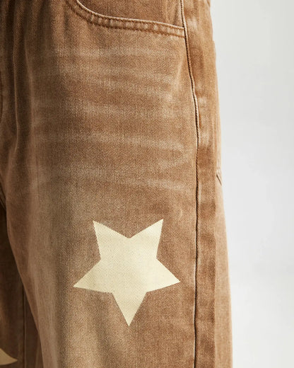 Star Acid Washed Jeans | LCDEGO Streetwear