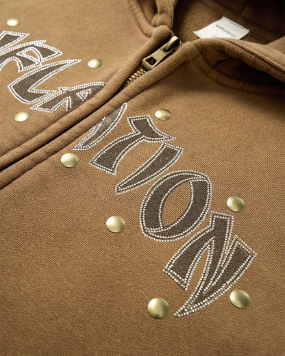 Rivets Dragon Acid Wash Zip Up Hoodies | LCDEGO Streetwear