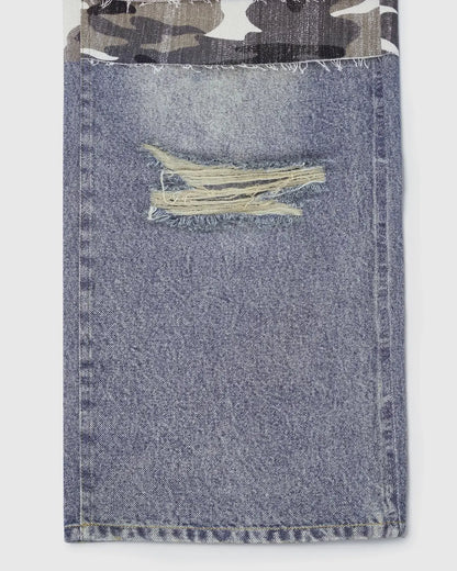 Patchwork Effect Print Baggy Jeans | LCDEGO Streetwear