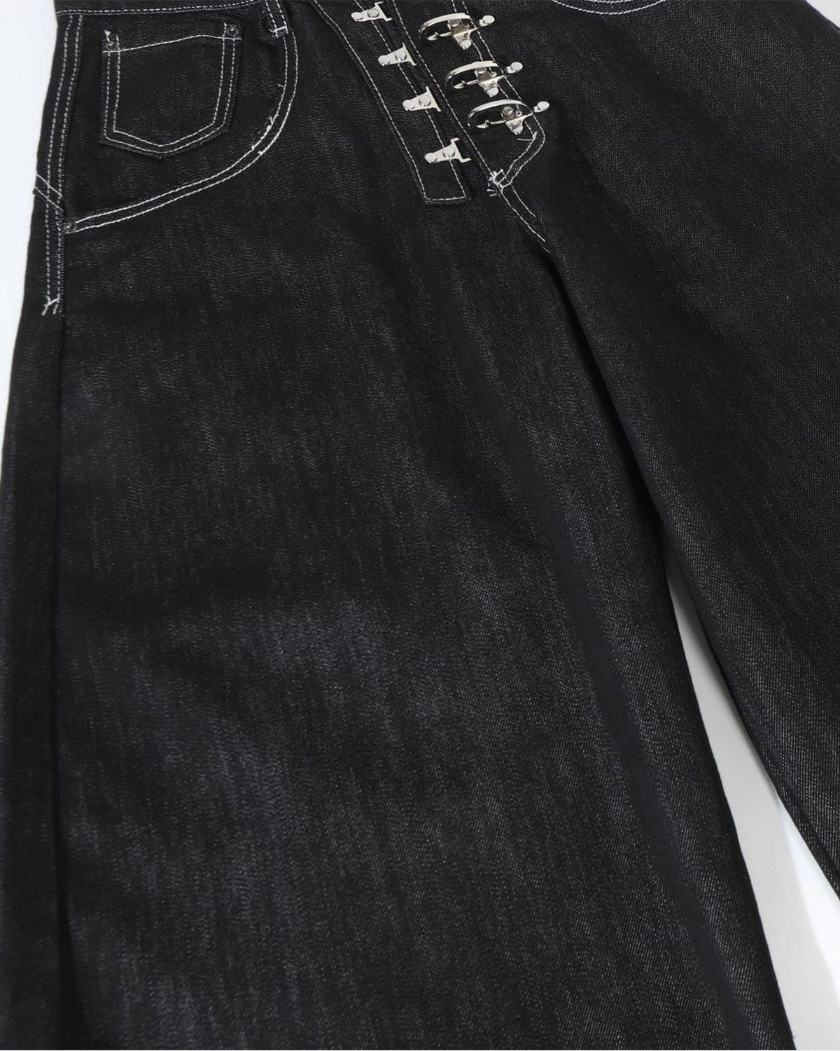 Raw Metal Clasp Baggy Jeans | LCDEGO Streetwear