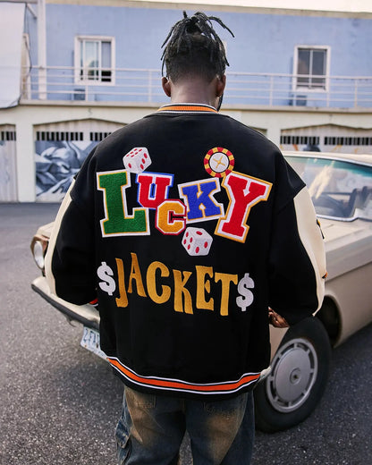 Poker Embroidery Varsity Jacket | LCDEGO Streetwear