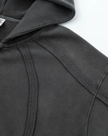 Contrast Stitching Distressed Wash Zip Up Hoodies | LCDEGO Streetwear