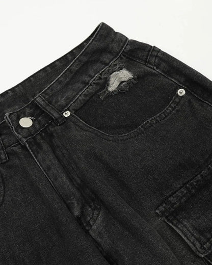 Multi Pockets Cargo Wide Leg Jeans | LCDEGO Streetwear