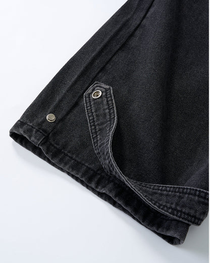 Whiskered Rhinestone Baggy Denim Jeans | LCDEGO Streetwear