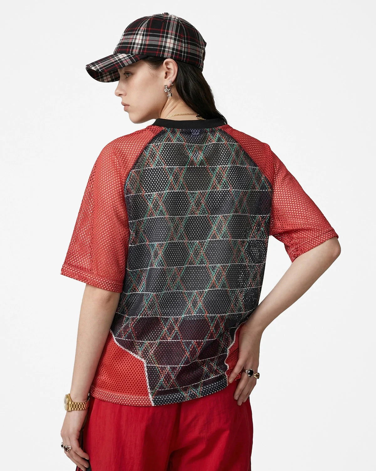 Color-Block Oversized Mesh Jersey | LCDEGO Streetwear