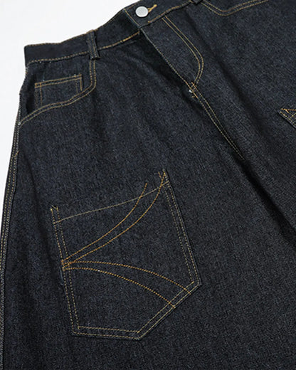 Stitching Multi Pockets Baggy Jeans | LCDEGO Streetwear