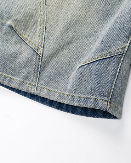 Structured Washed Denim Shorts | LCDEGO Streetwear