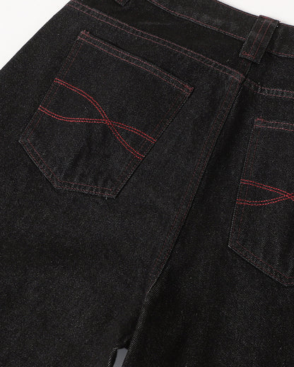 streetwear bootcut jeans with contrast stitch detail and modern silhouette