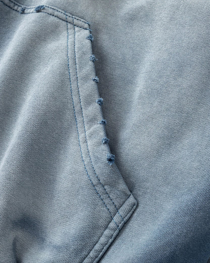 Blue Distressed Acid Wash Zip Up Hoodies | LCDEGO Streetwear