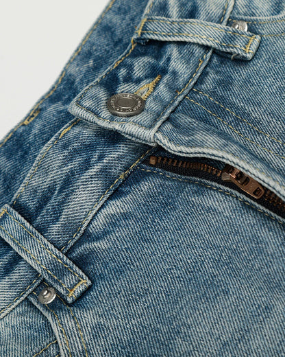 Acid Wash Striped Side Baggy Jeans | LCDEGO Streetwear