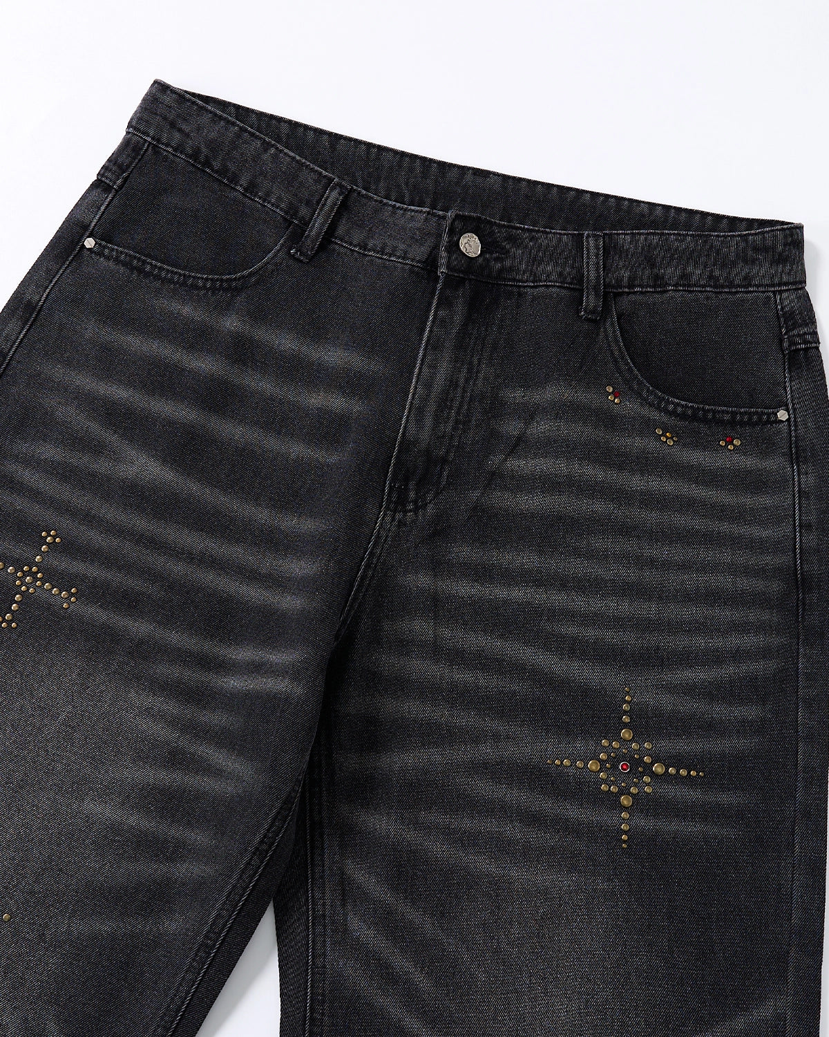 Distressed Rhinestone Ripped Baggy Jeans | LCDEGO Streetwear