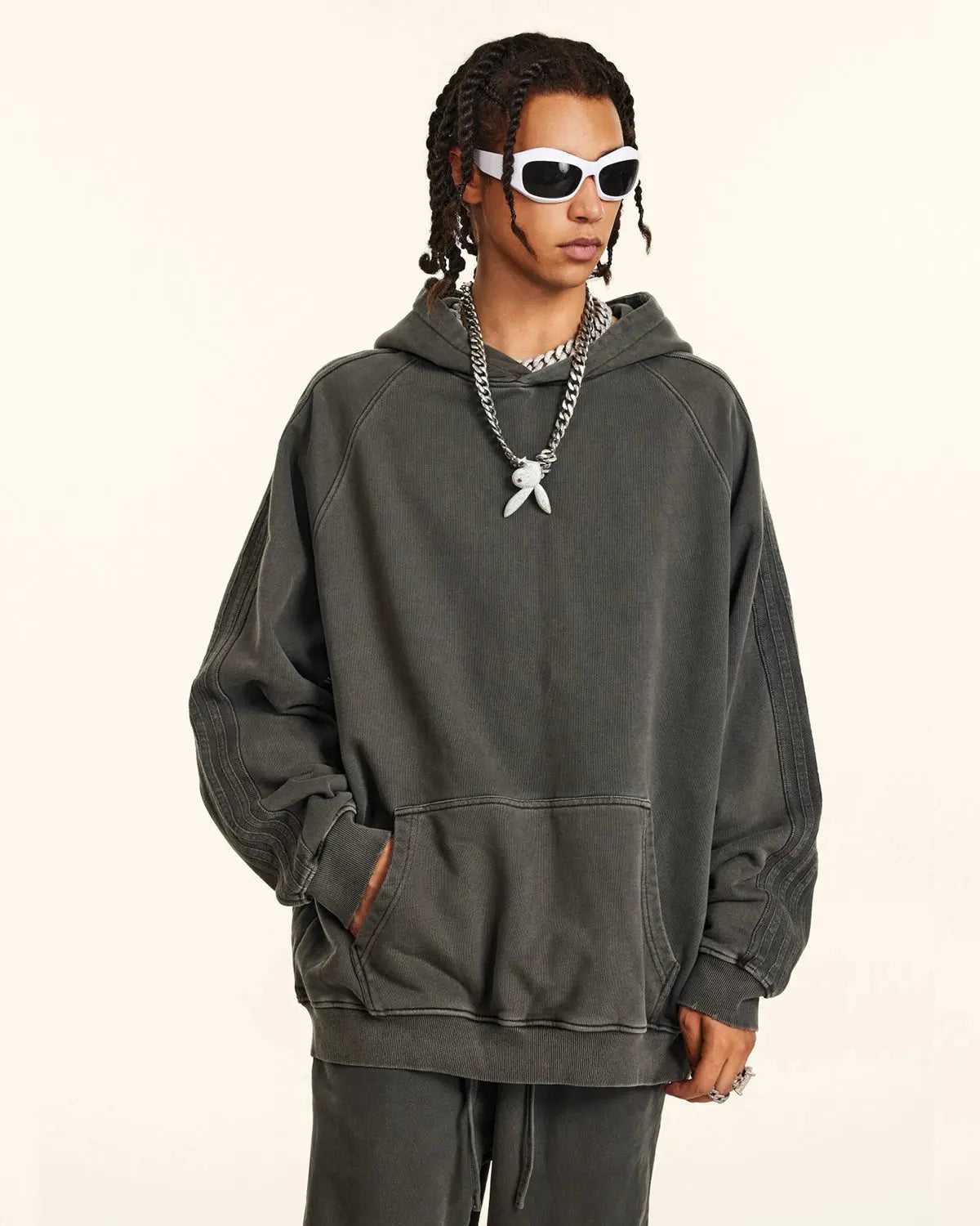 Frayed Seam Acid Wash Hoodies | LCDEGO Streetwear