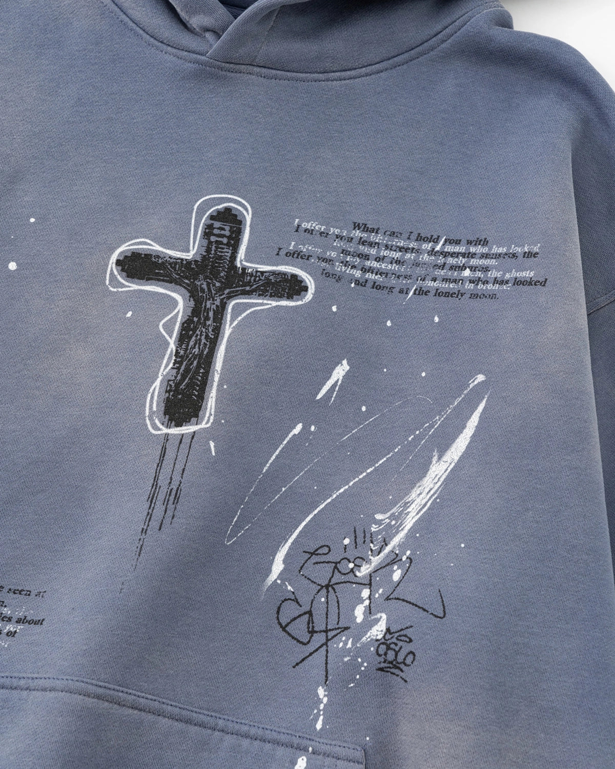 Graffiti Print Acid Washed Fleece Hoodies | LCDEGO Streetwear