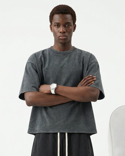 Snow Washed Heavyweight Boxy T-Shirt | LCDEGO Streetwear