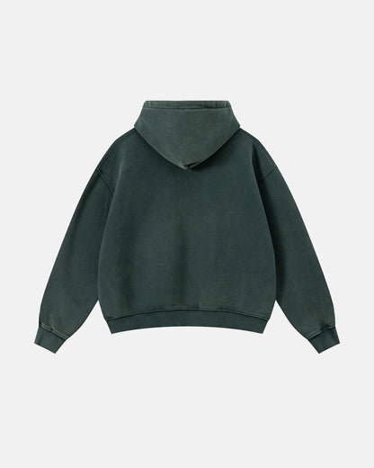 Vintage Washed Fleece Boxy Zip Hoodie | LCDEGO Streetwear