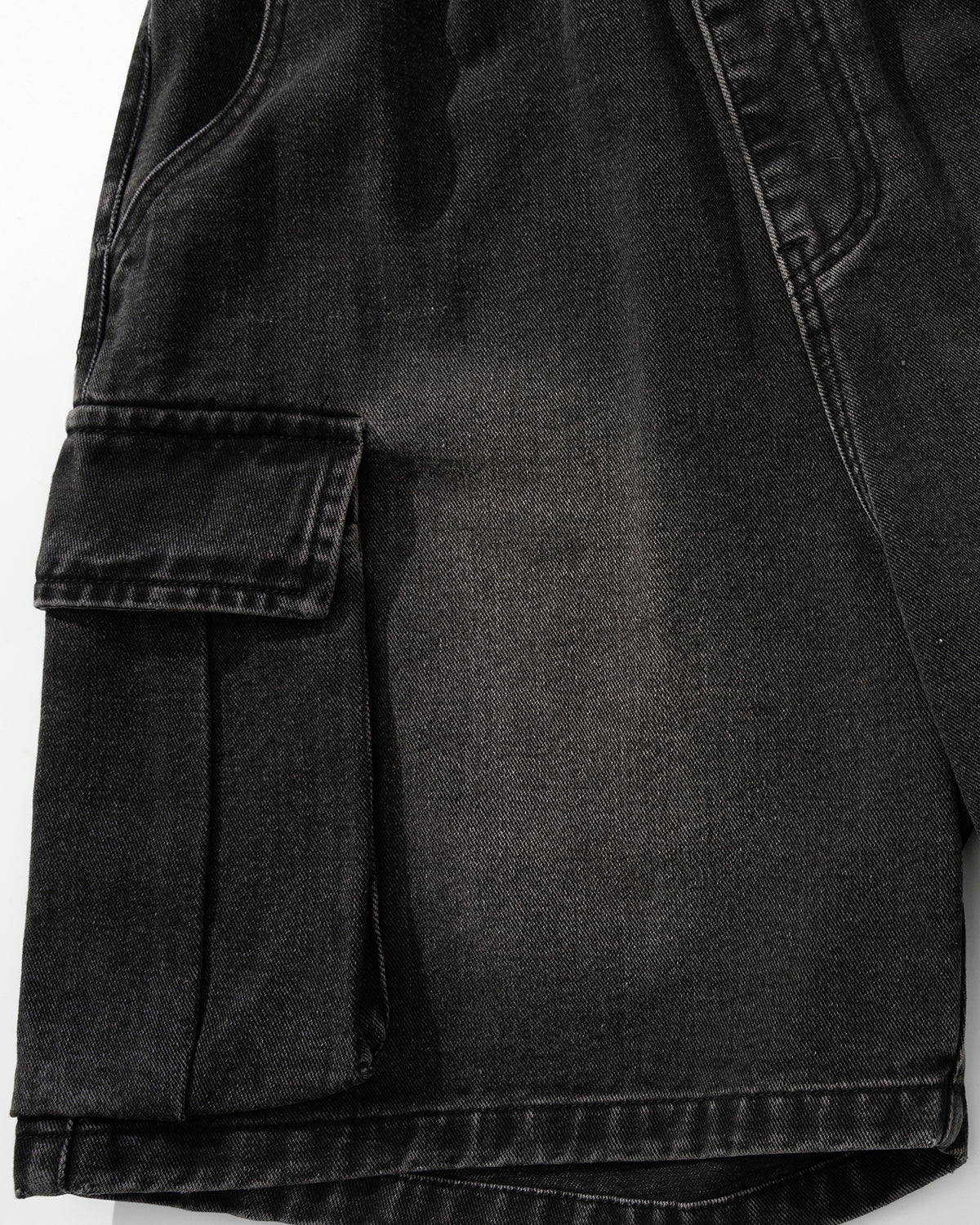Washed Denim Cargo Shorts with Drawstring | LCDEGO Streetwear
