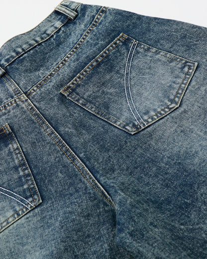 Studded Washed Long Baggy Jorts | LCDEGO Streetwear