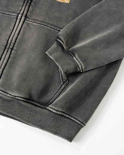 Graphic Acid Wash Zip Up Hoodies | LCDEGO Streetwear