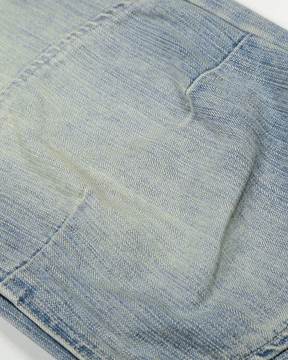 Stitching Bamboo Weave Bootcut Jeans | LCDEGO Streetwear
