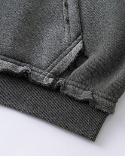 Graphic Ripped Washed Zip Up Hoodies | LCDEGO Streetwear