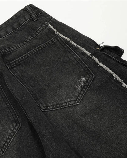 Multi Pockets Cargo Wide Leg Jeans | LCDEGO Streetwear