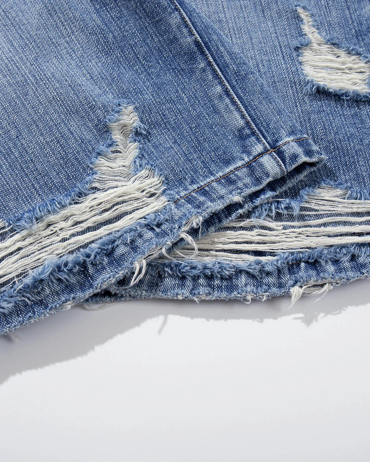 Cinch Back Distressed Denim Jorts | LCDEGO Streetwear