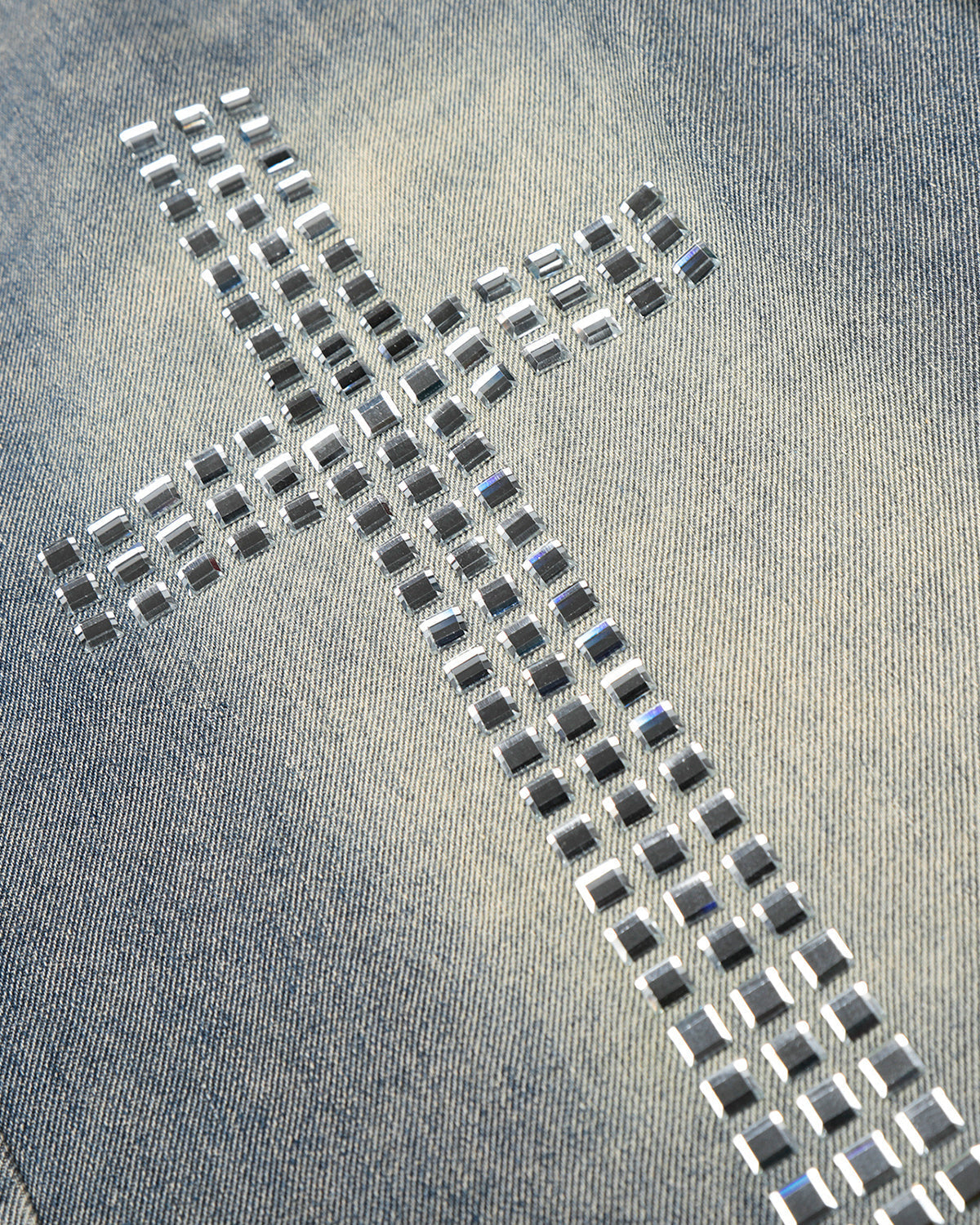 Rhinestone Cross Double Waist Denim Jorts | LCDEGO Streetwear