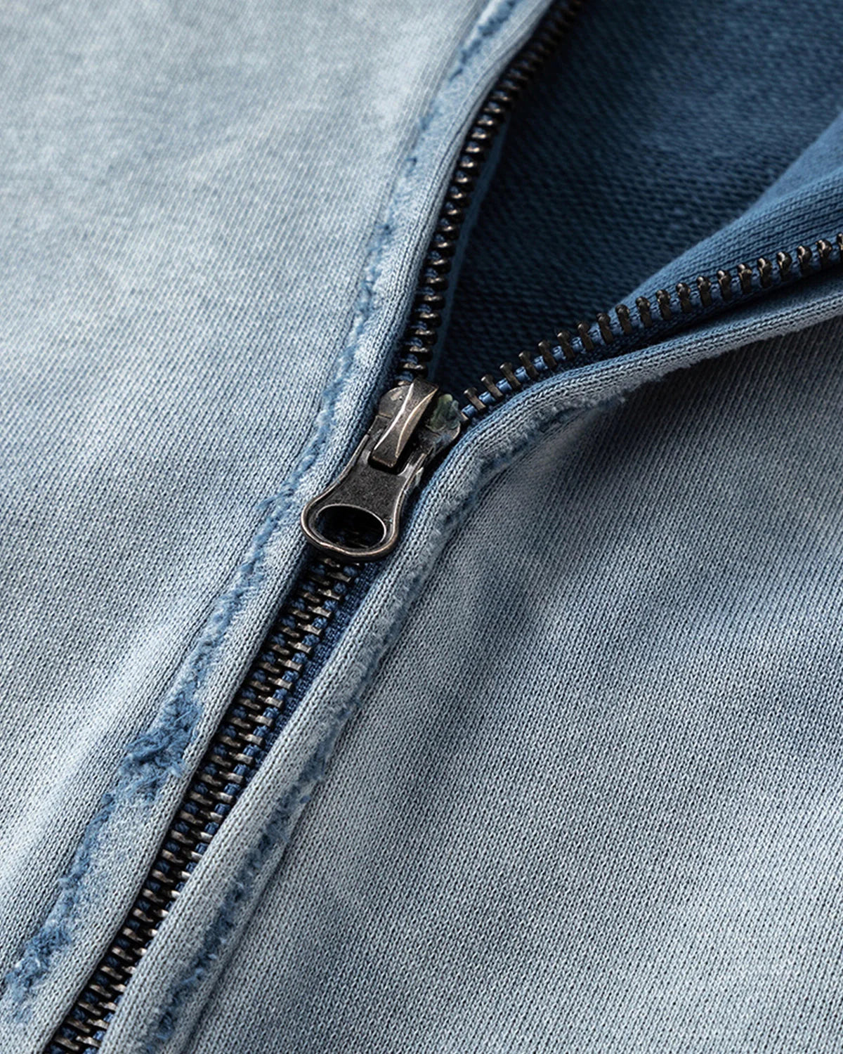 Blue Distressed Acid Wash Zip Up Hoodies | LCDEGO Streetwear