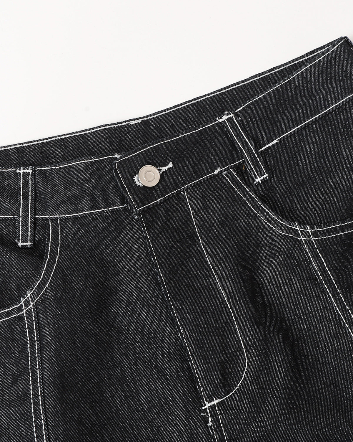 dark denim straight-leg jeans with structured fit and minimalist streetwear design