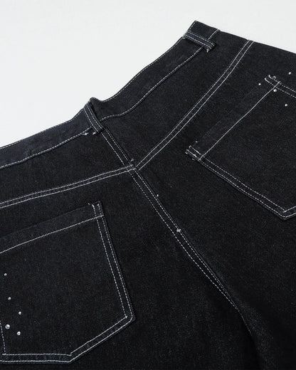 Star Rhinestone Denim Shorts | LCDEGO Streetwear