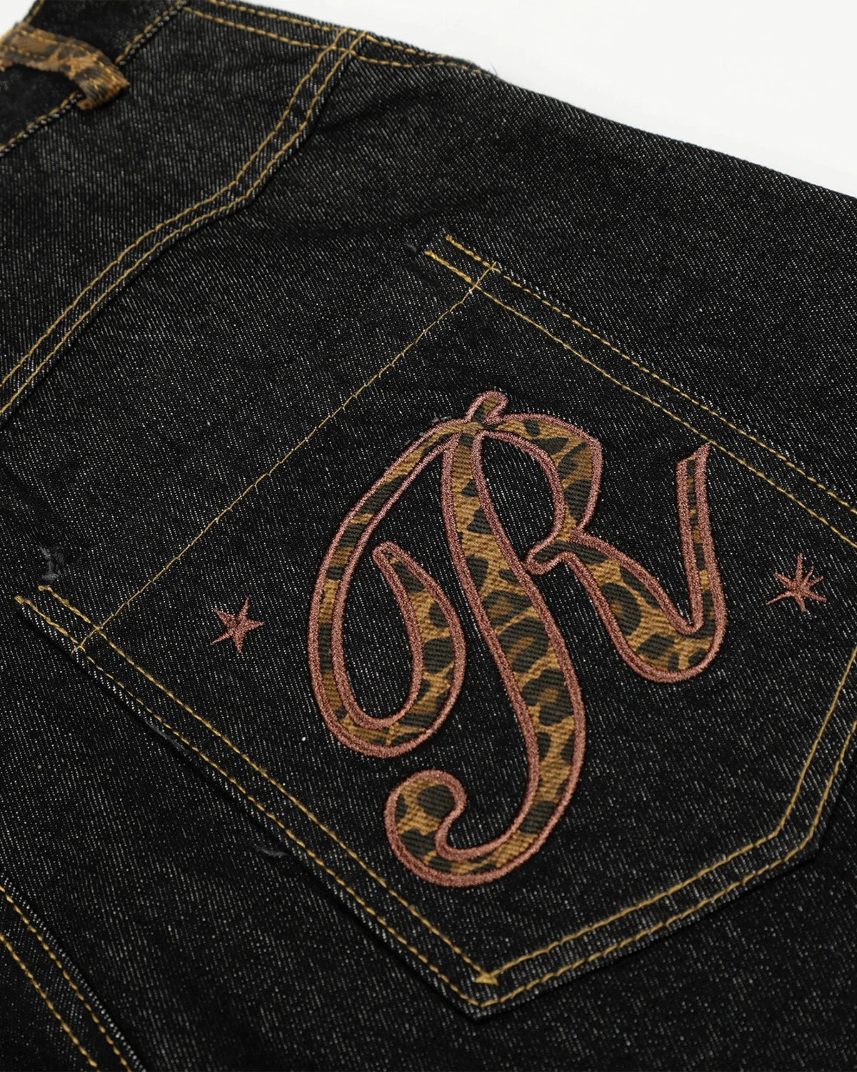 Leopard Pactchwork Embroidery Baggy Jeans | LCDEGO Streetwear
