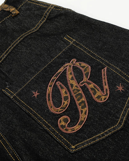 Leopard Pactchwork Embroidery Baggy Jeans | LCDEGO Streetwear