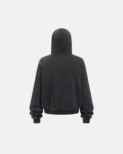 Acid Wash Stitching Zip Up Hoodies | LCDEGO Streetwear