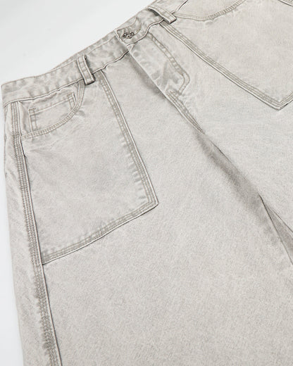 Vintage Washed Baggy Utility Jeans | LCDEGO Streetwear
