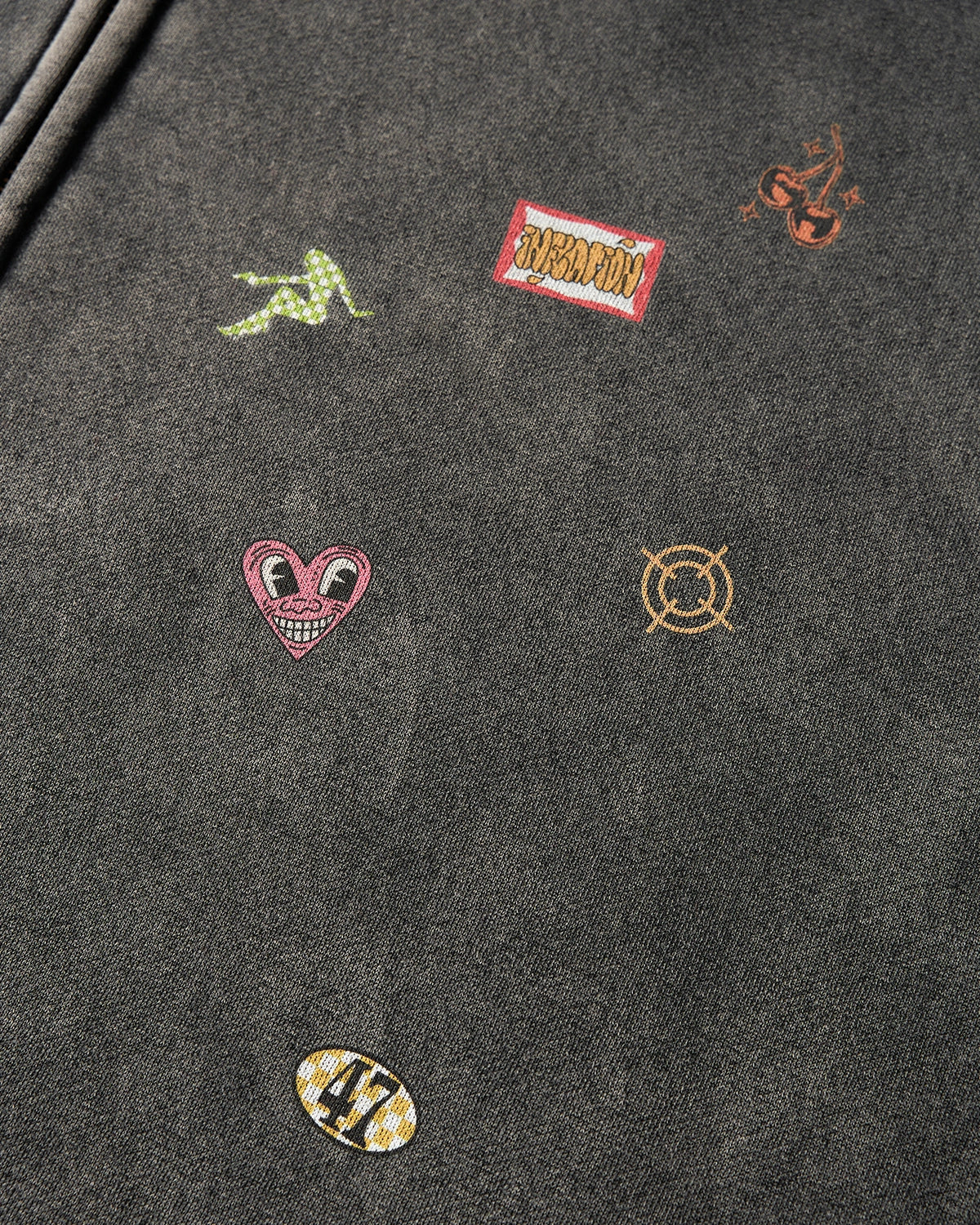 Funny Stickers Distressed Zip Up Hoodies | LCDEGO Streetwear