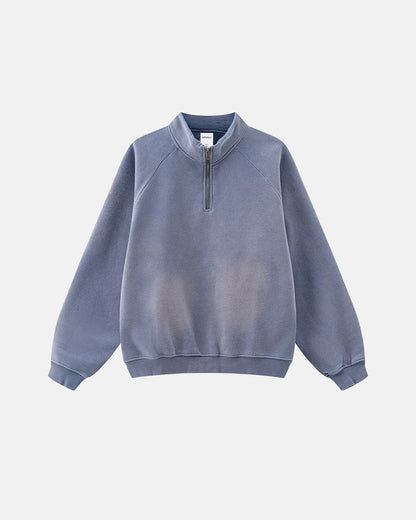 Quarter Zip Up Monkey Washed Sweatshirt | LCDEGO Streetwear