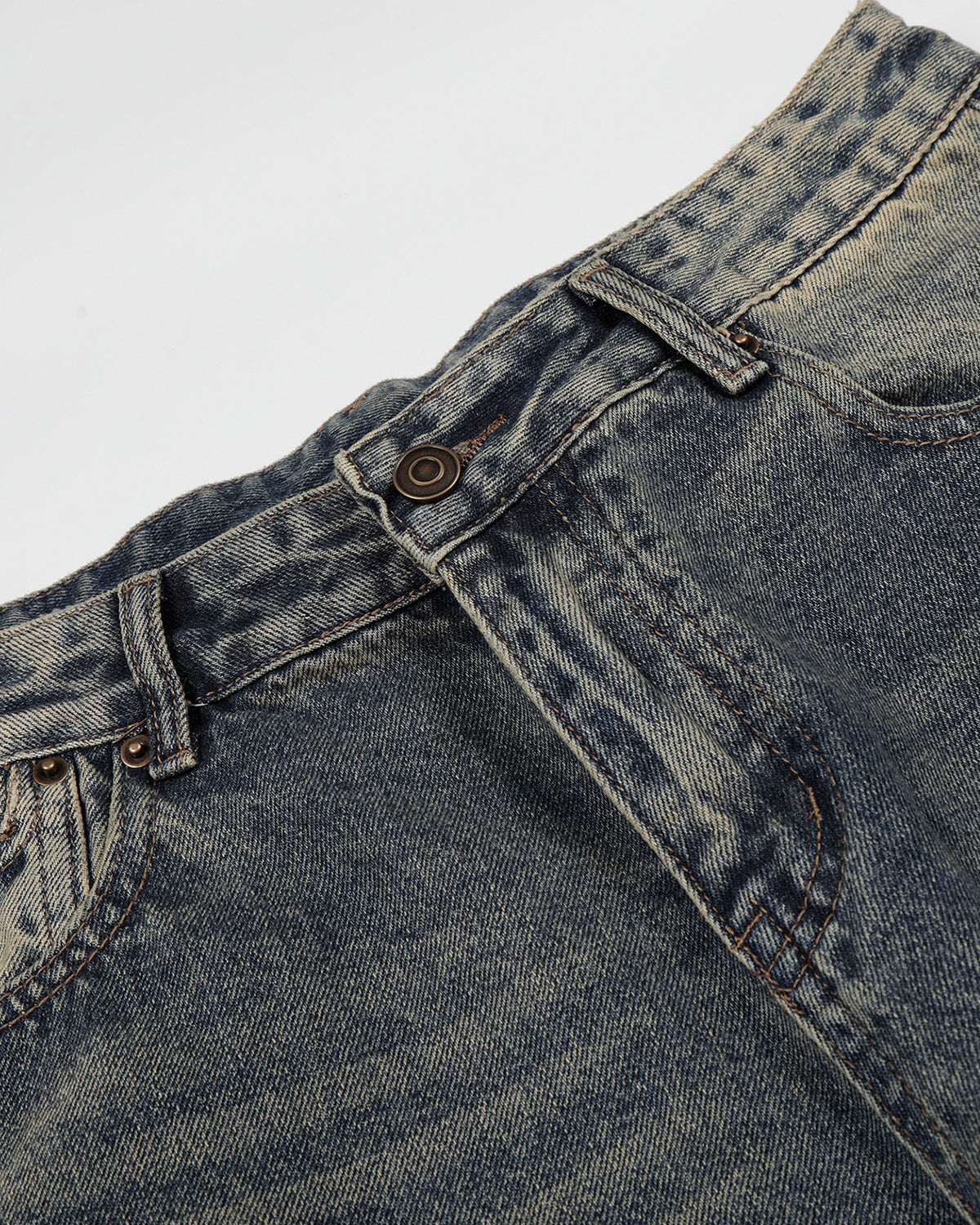 Cinch Back Buckle Acid Washed Jorts | LCDEGO Streetwear