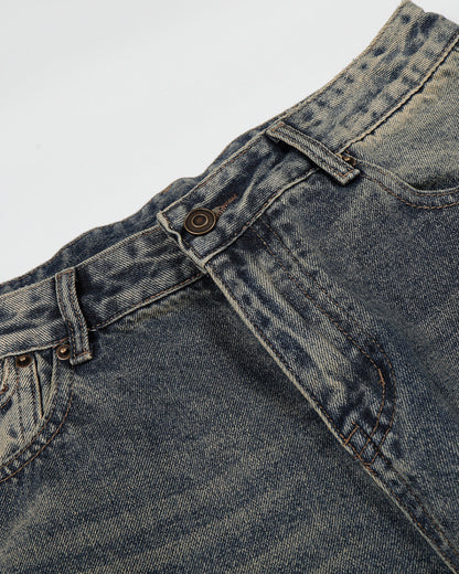Cinch Back Buckle Acid Washed Jorts | LCDEGO Streetwear