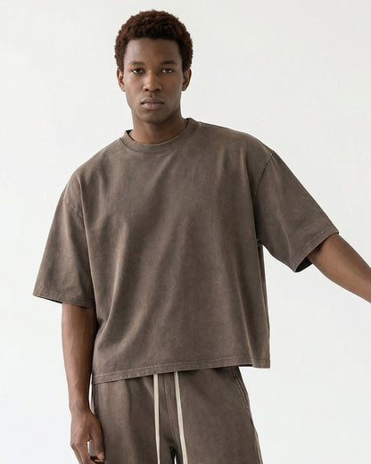 Snow Washed Heavyweight Boxy T-Shirt | LCDEGO Streetwear