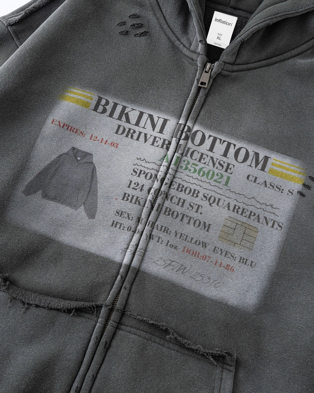 Graphic Ripped Washed Zip Up Hoodies | LCDEGO Streetwear